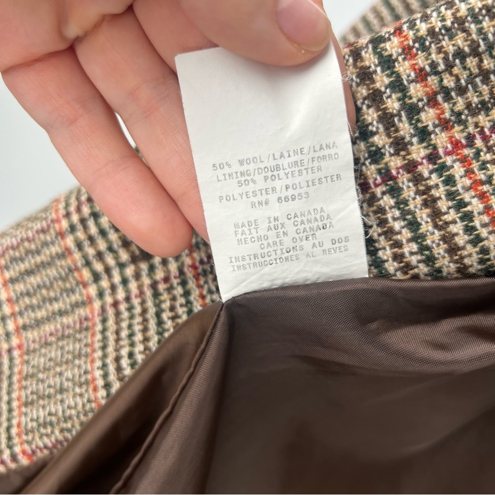 Vintage Fay Leslie Blazer Womens Plaid Size 6P Brown Jacket - Picture 13 of 15